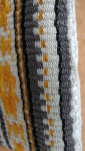 Inkle band change purse blanket stitch seam